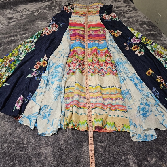 Johnny Was Silk Boho Maxi Dress Buttondown Sleeveless Multi Print Rare Medium - Picture 12 of 17